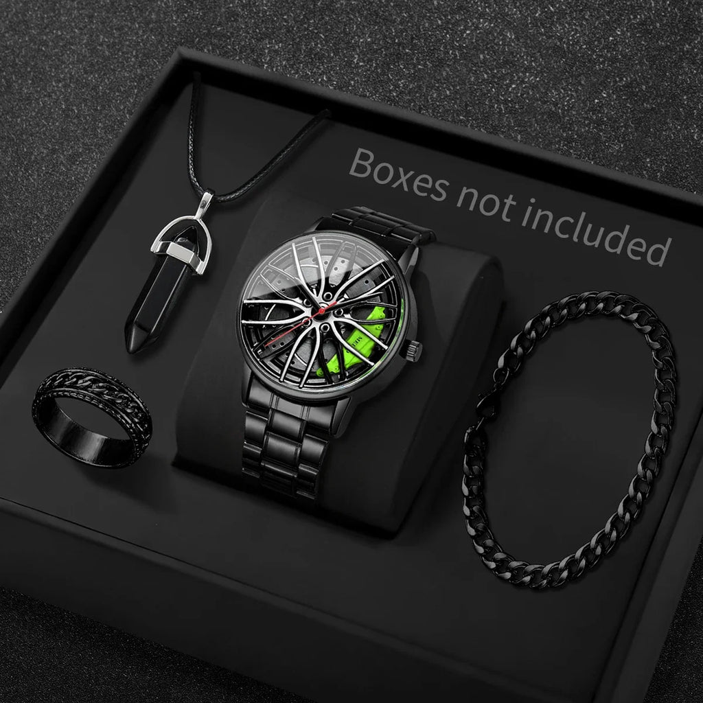 4PCS Fully automatic non mechanical watch men's car wheel hub quartz watch Korean version trendy student watch