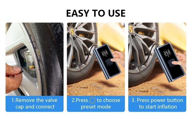 YIJU Wireless Air Pump 150psi Portable Electric Tire Inflator For Car Bicycle Motorcycle Mini Air Compressor Tire Air Injector